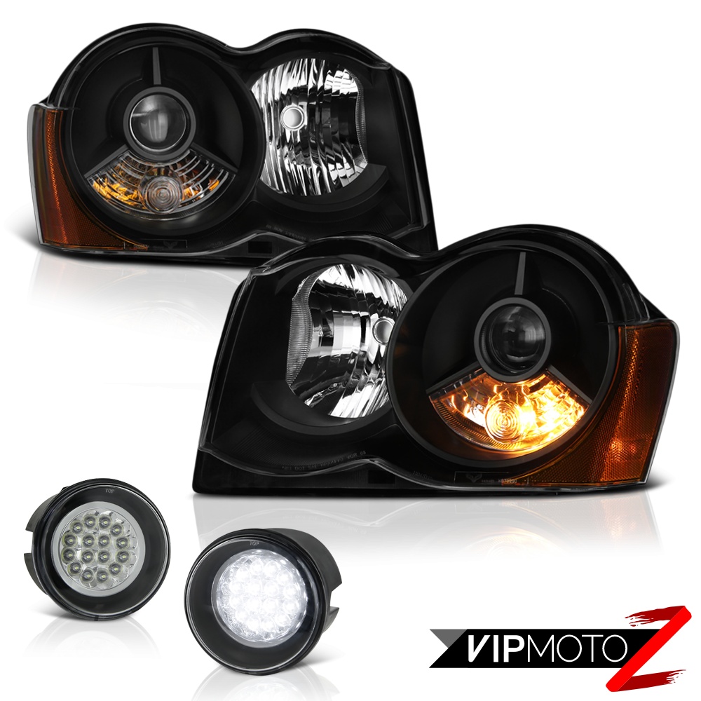 0810 Jeep Grand Cherokee Laredo Headlamps Euro Chrome Fog Lights LED