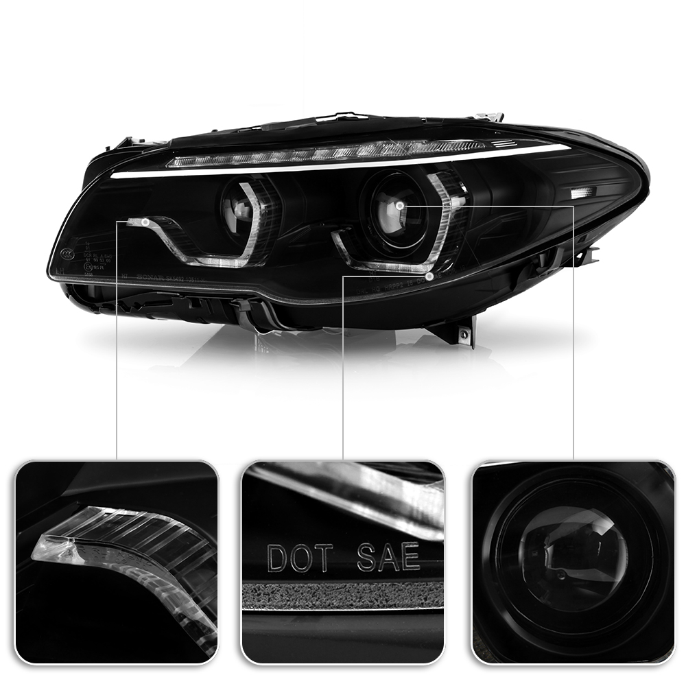 SEQUENTIAL]Xenon w/AFS LED DRL Black Headlights For 2011-2013 BMW