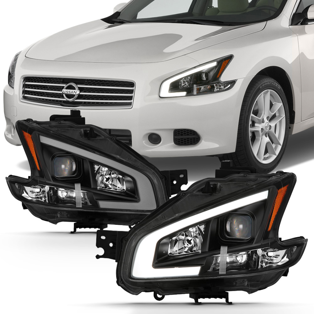 For 09-14 Nissan Maxima BLACK LED Plasma Tube DRL Projector