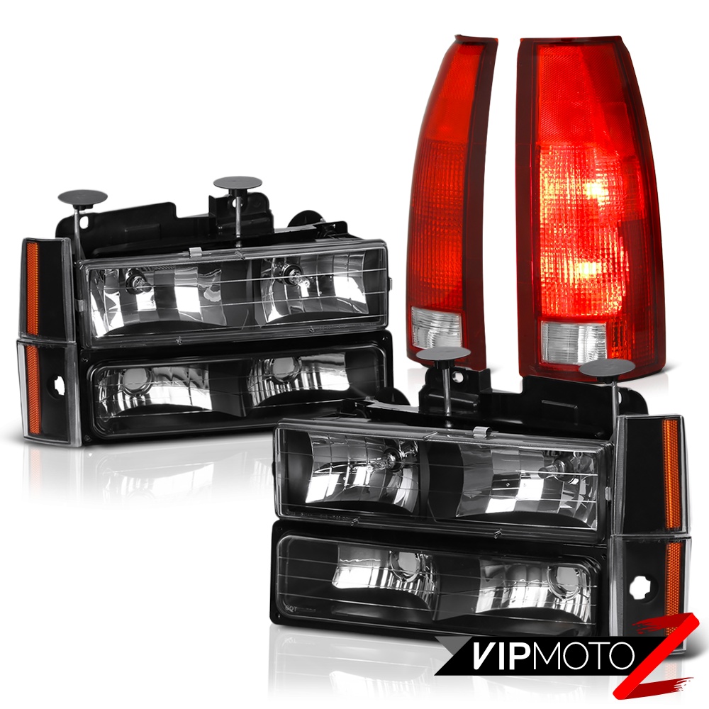88-93 Chevy C//K 1500 2500 3500 Black Front Headlight LED Tail Light Third Brake