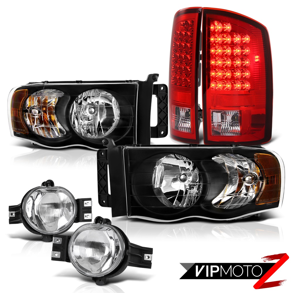 Dodge Ram BLK HeadLight + CHROME RED LED TAIL LIGHT + CHROME FOG LIGHT | eBay 2002 Dodge Ram 1500 Red Light On Dash