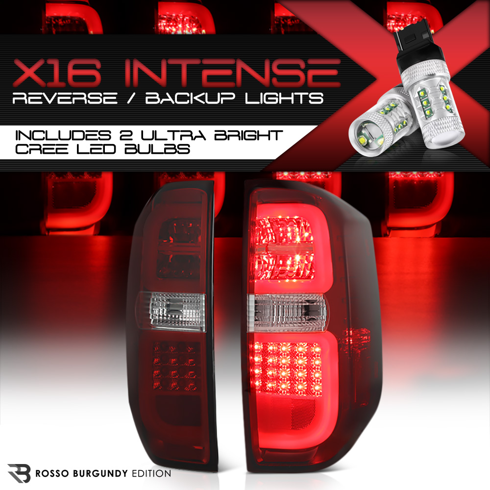For Toyota Tundra 14-19 Lumen Chrome//Smoke C-Shape Fiber Optic LED Tail Lights