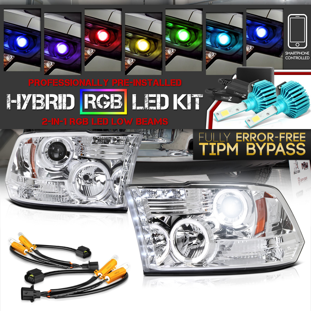 !Programmable RGB COB Bulb! Projector Chrome HaLo Headlight Lamp 0918