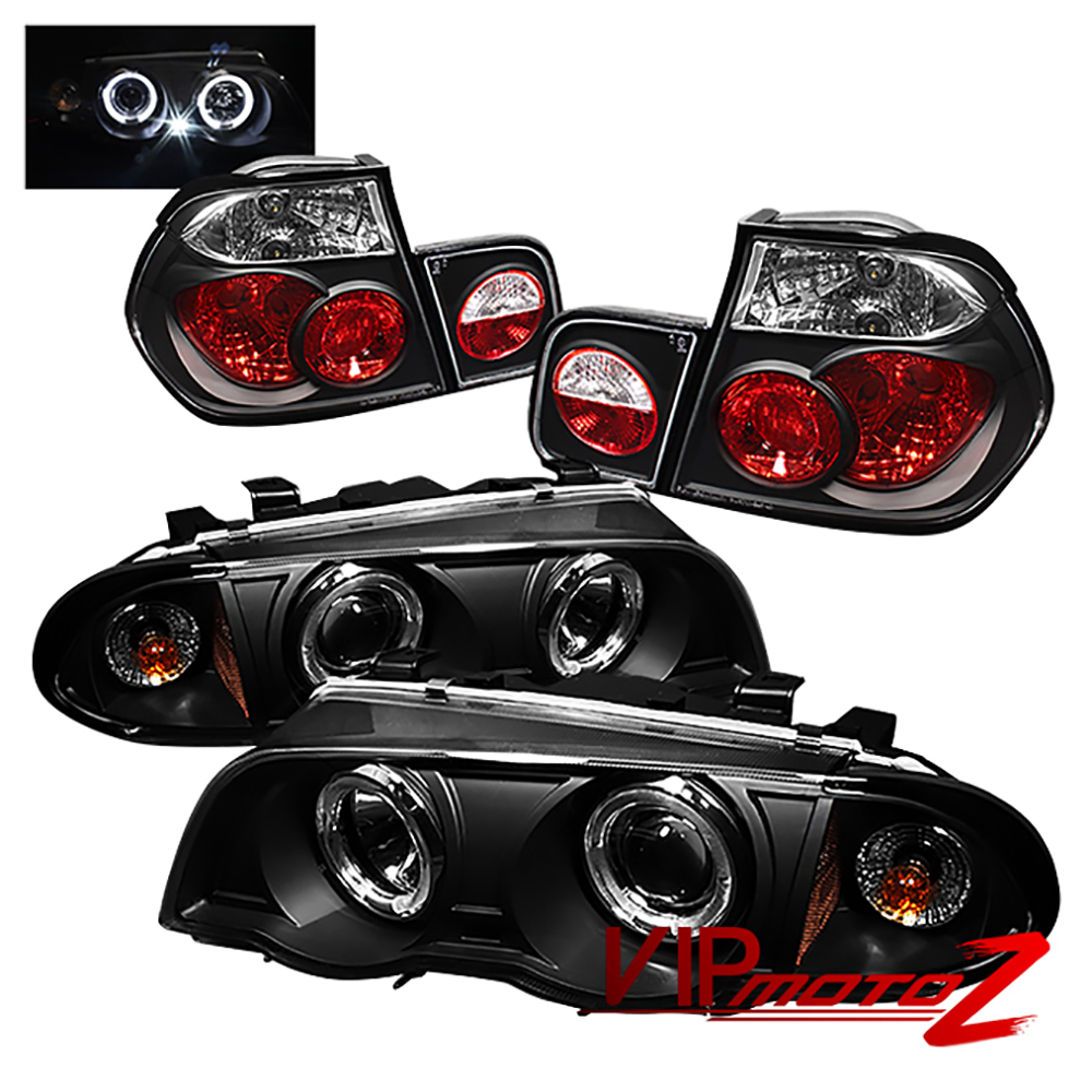 Black Halo Projector Headlight+Tail Light COMBO 9901 BMW E46 4DR 323i